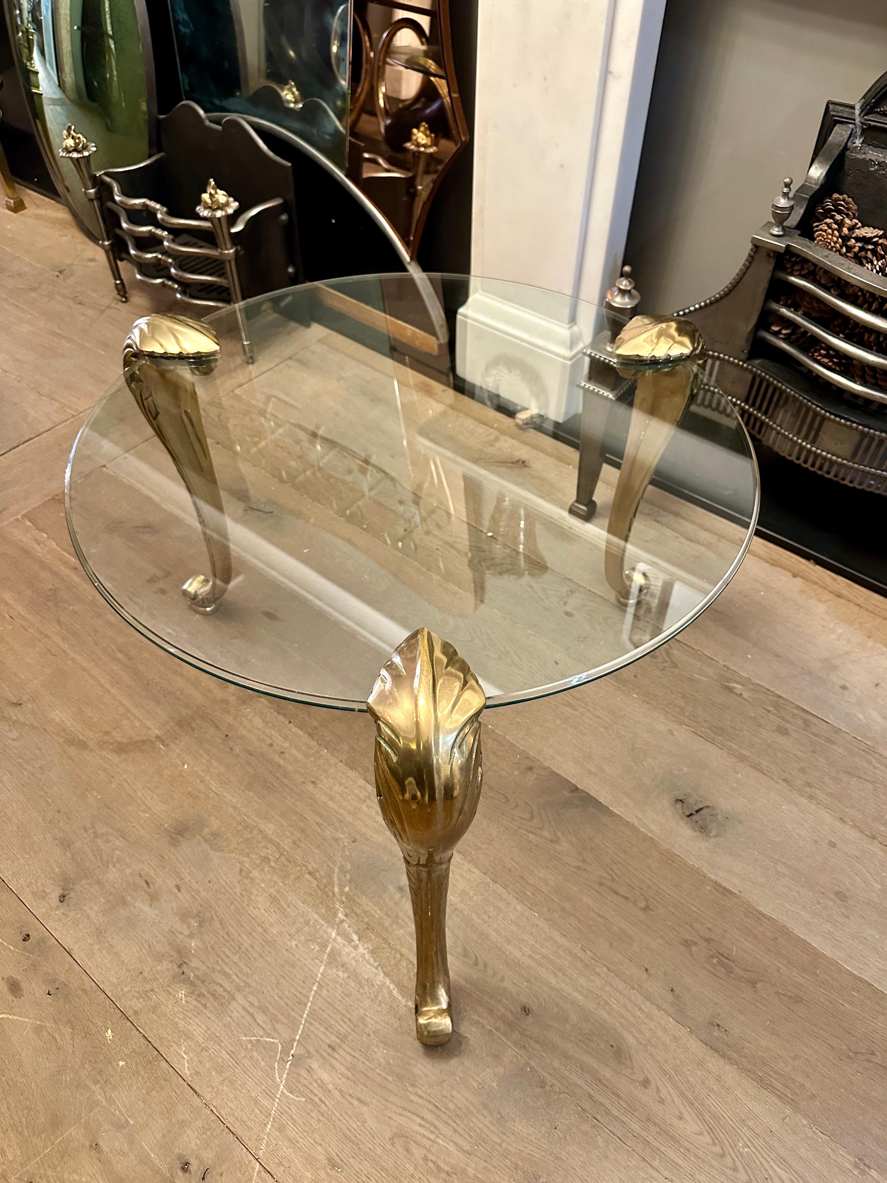 A French Brass and Glass Gueridon Table  For Sale 2