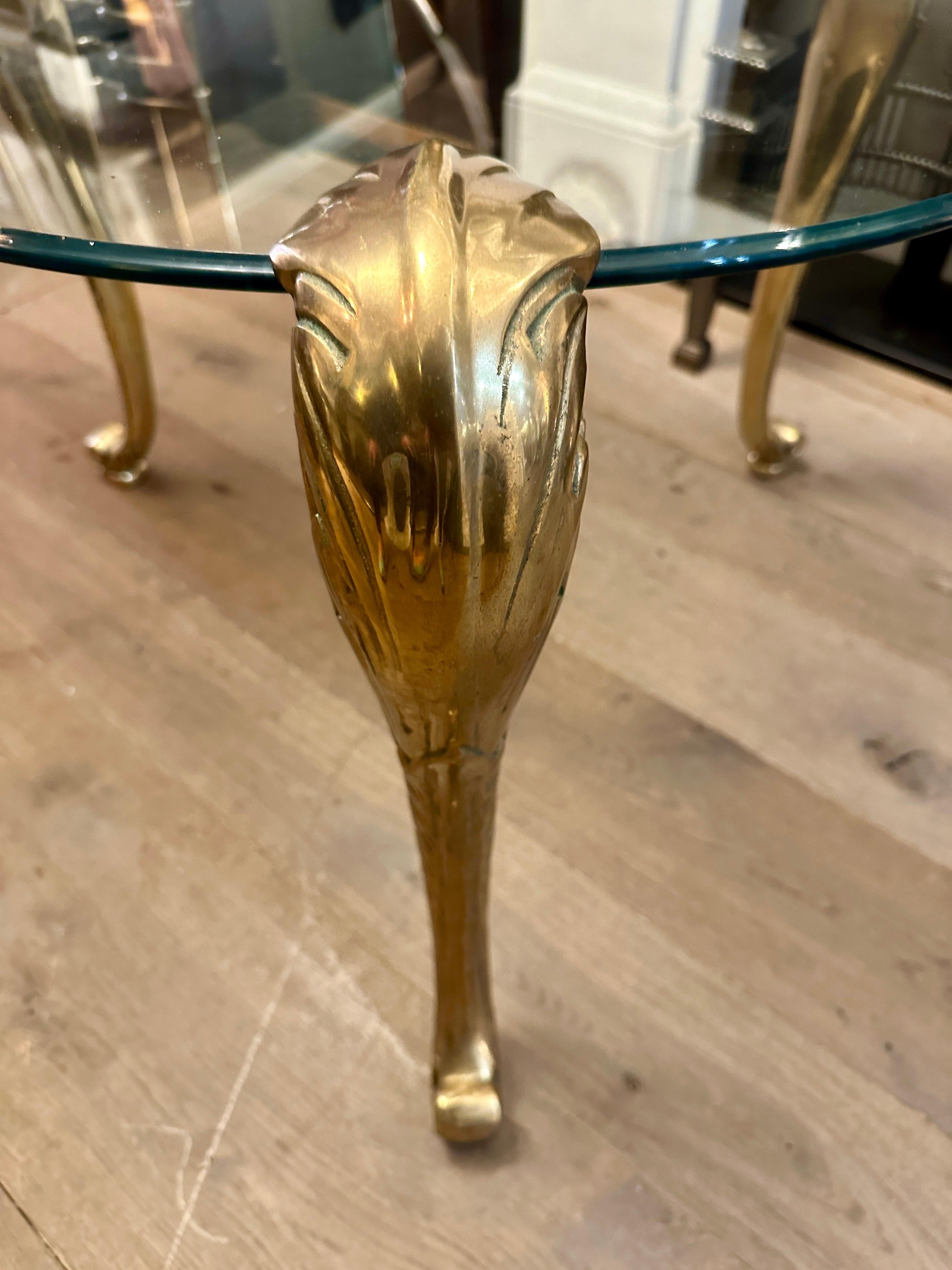 A French Brass and Glass Gueridon Table  For Sale 3