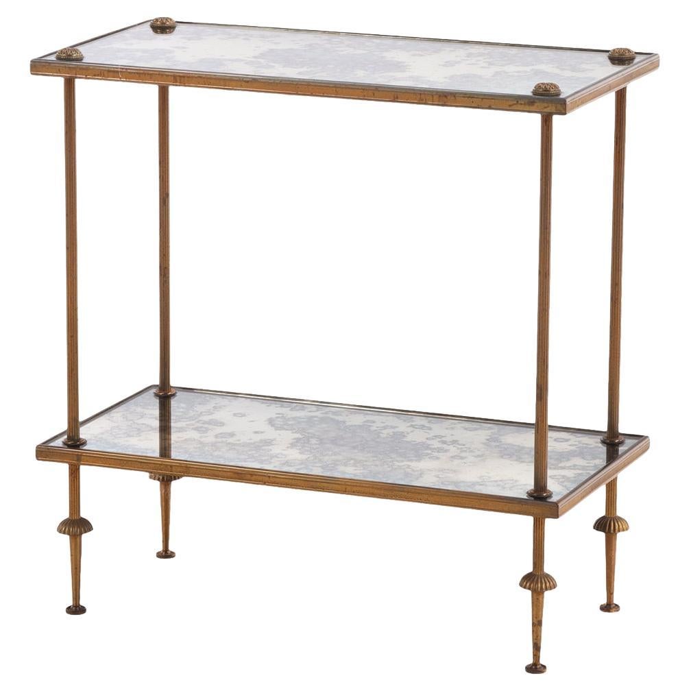 Table à deux niveaux en laiton et verre, C. C. 1950.