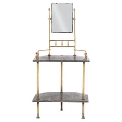 A French Brass and Marble Vanity with Mirror, C. 1890.