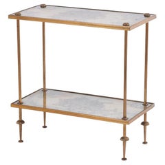 A French brass and mottled glass occasional table in the Directoire style C 1960