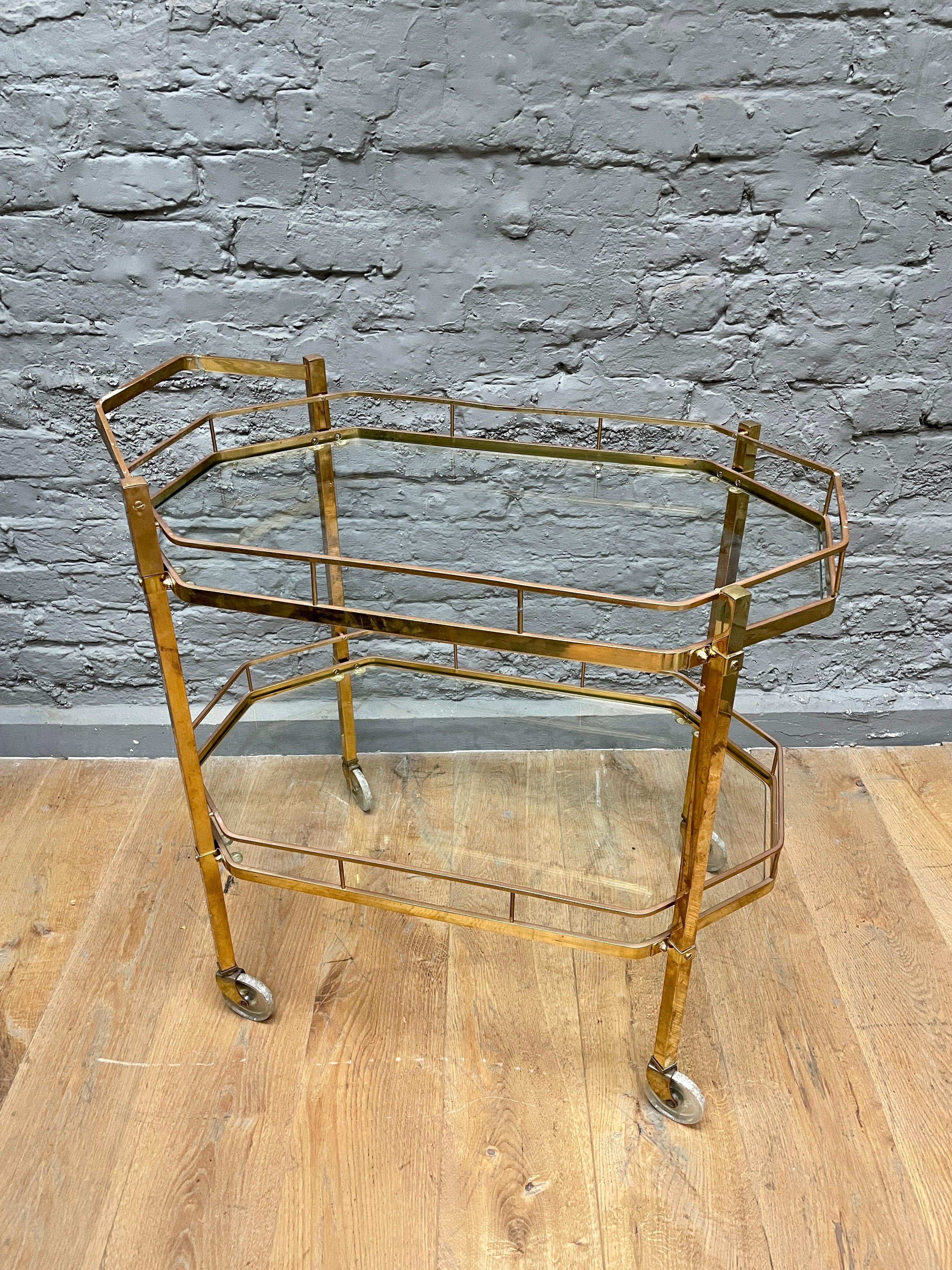 French Brass Bar Cart In Good Condition For Sale In London, GB