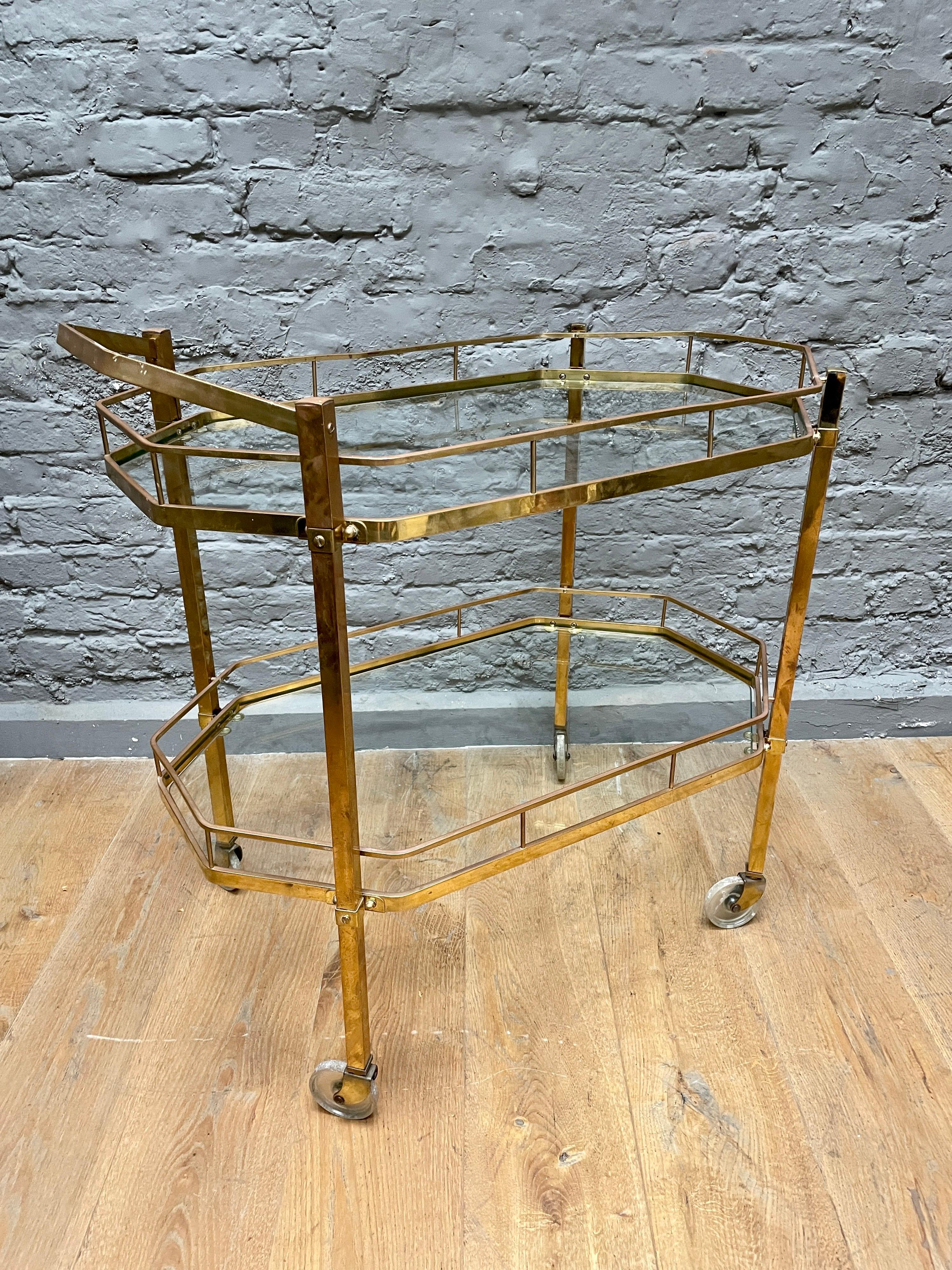 French Brass Bar Cart For Sale 1