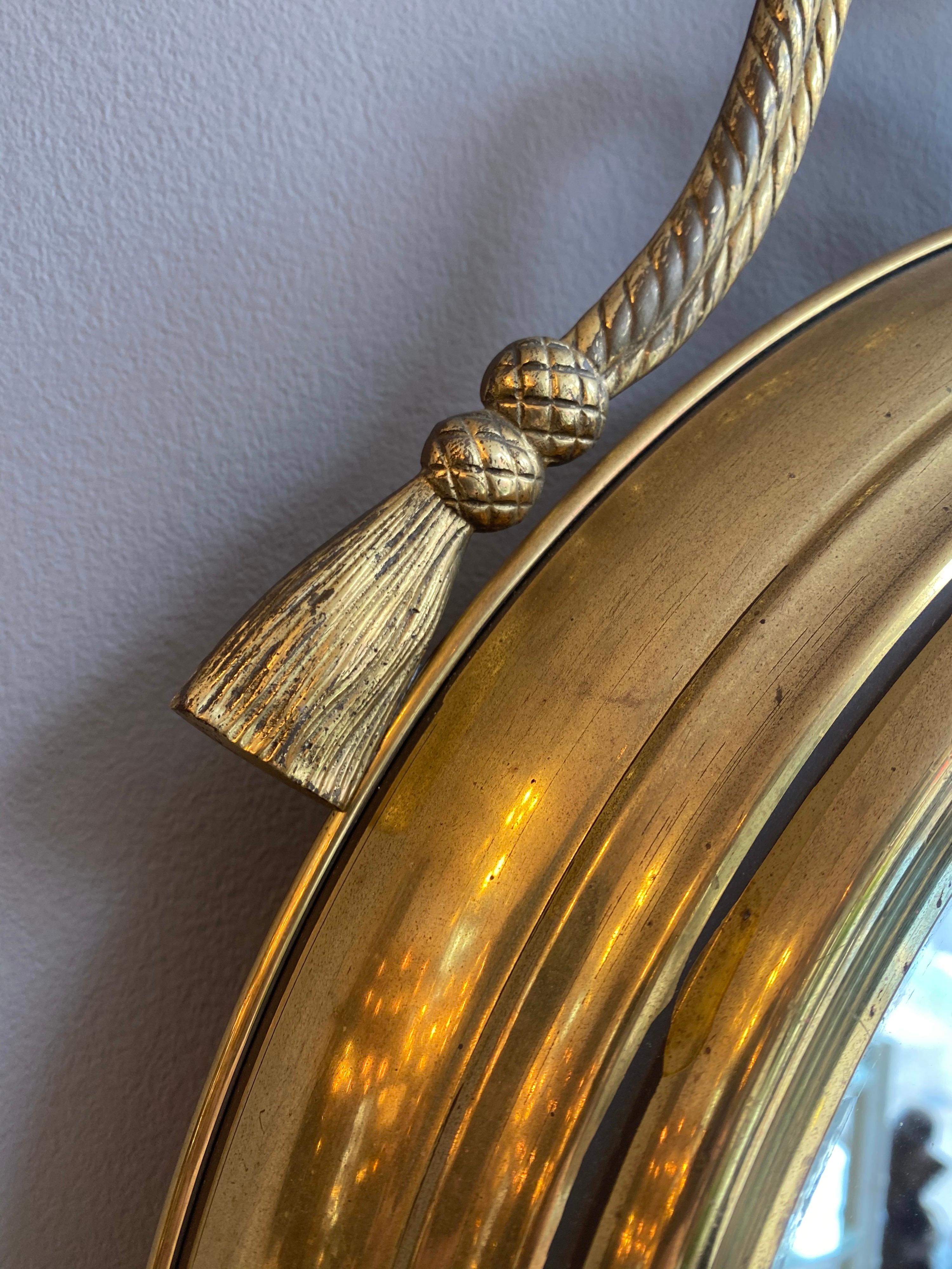 Neoclassical French Brass Circular Mirror
