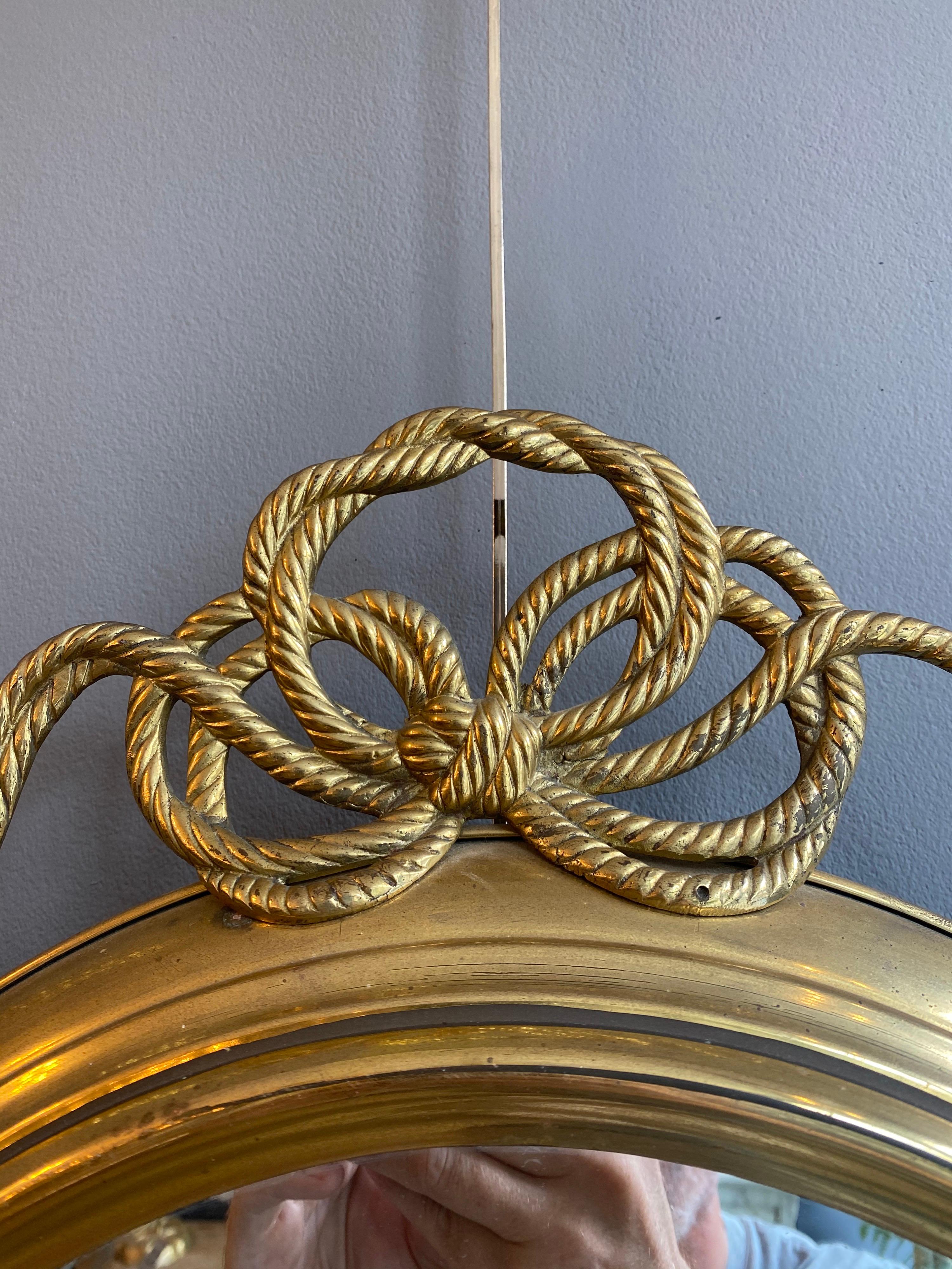 French Brass Circular Mirror In Good Condition In London, GB