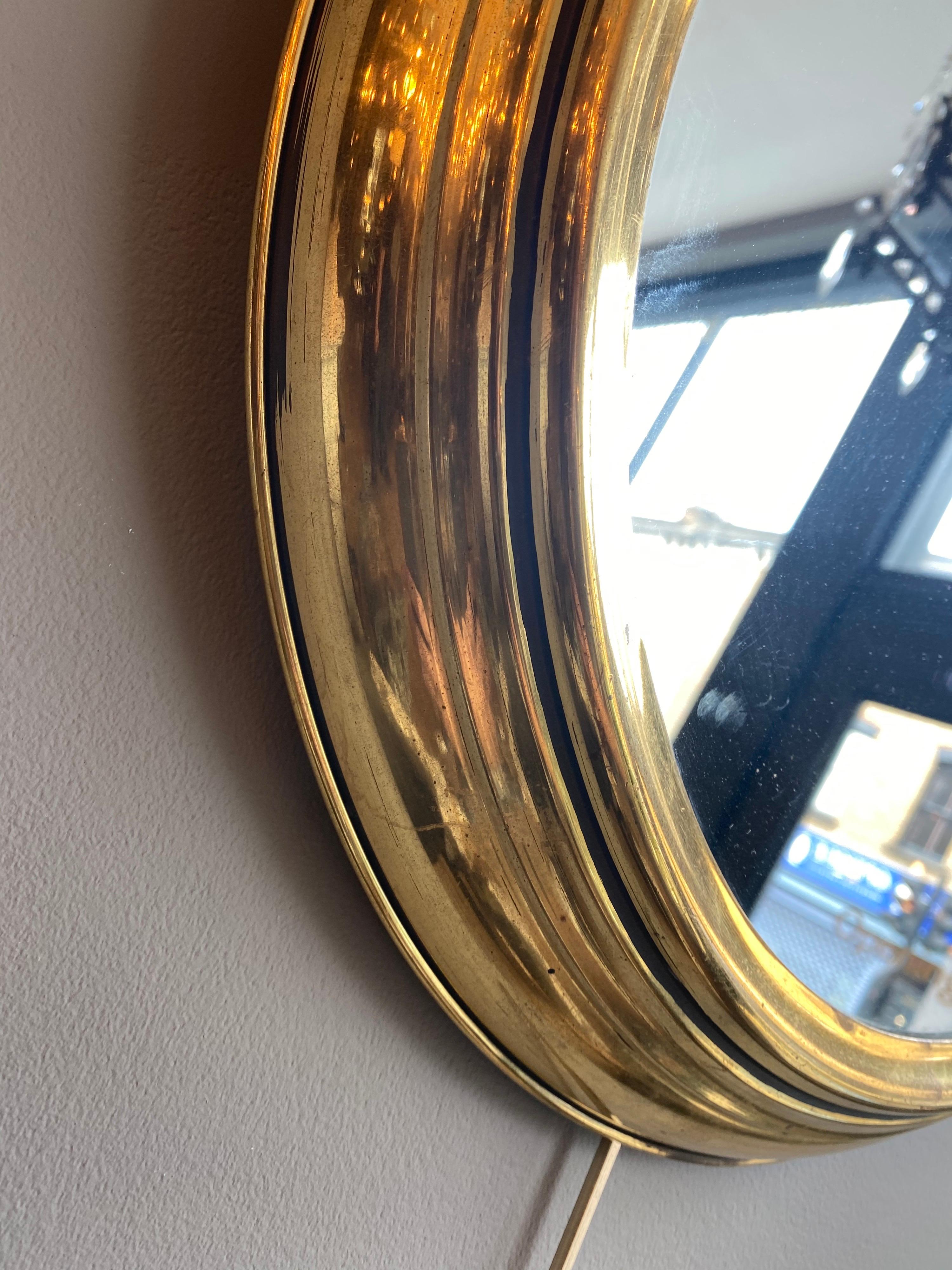 20th Century French Brass Circular Mirror