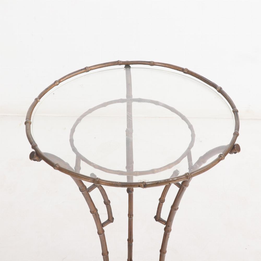 Art Deco A French brass faux bamboo plant stand / side table, ca. 1940.