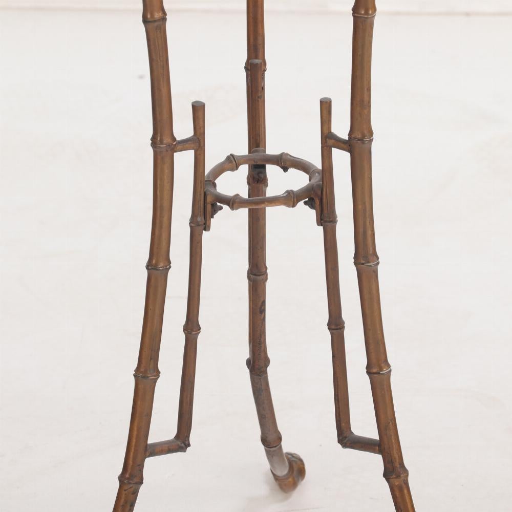 Mid-20th Century A French brass faux bamboo plant stand / side table, ca. 1940.