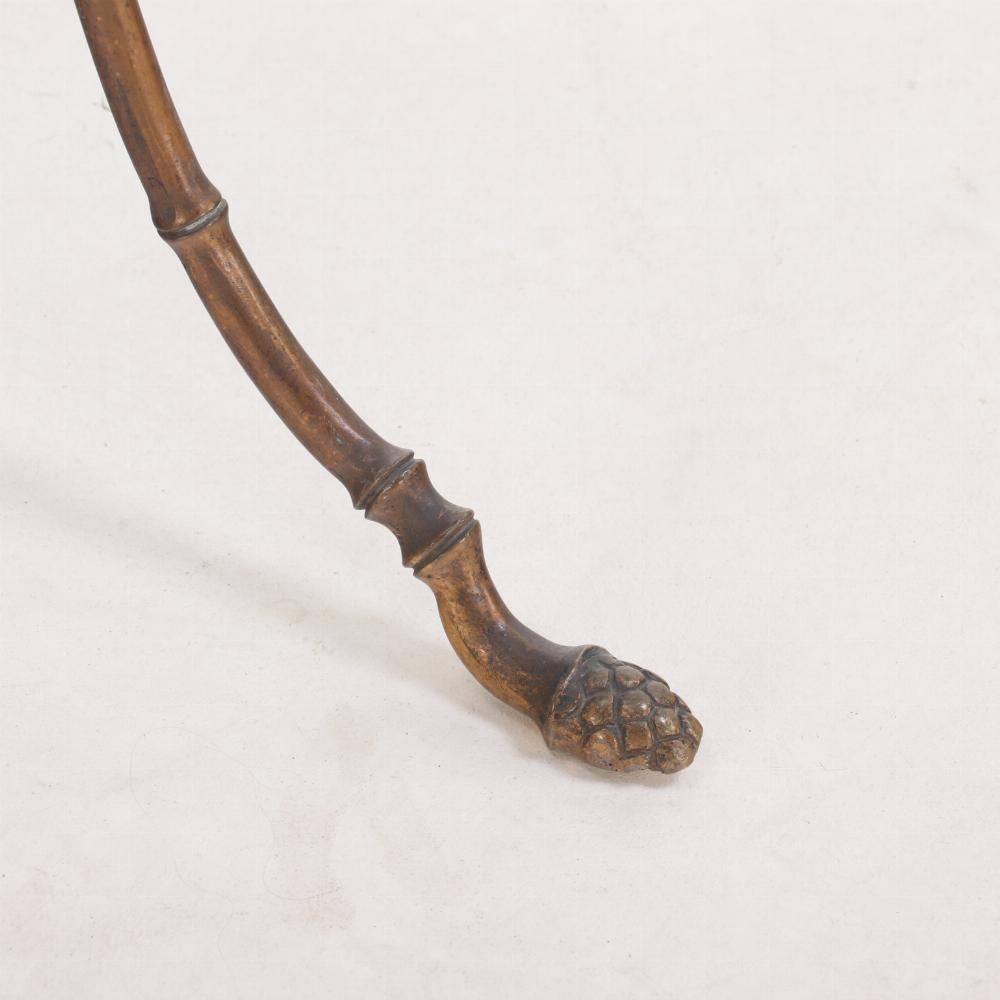 Brass A French brass faux bamboo plant stand / side table, ca. 1940.
