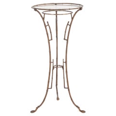 A French brass faux bamboo plant stand / side table, ca. 1940.
