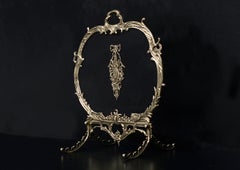 French Brass Firescreen with Decorative Rococo Frame & Legs