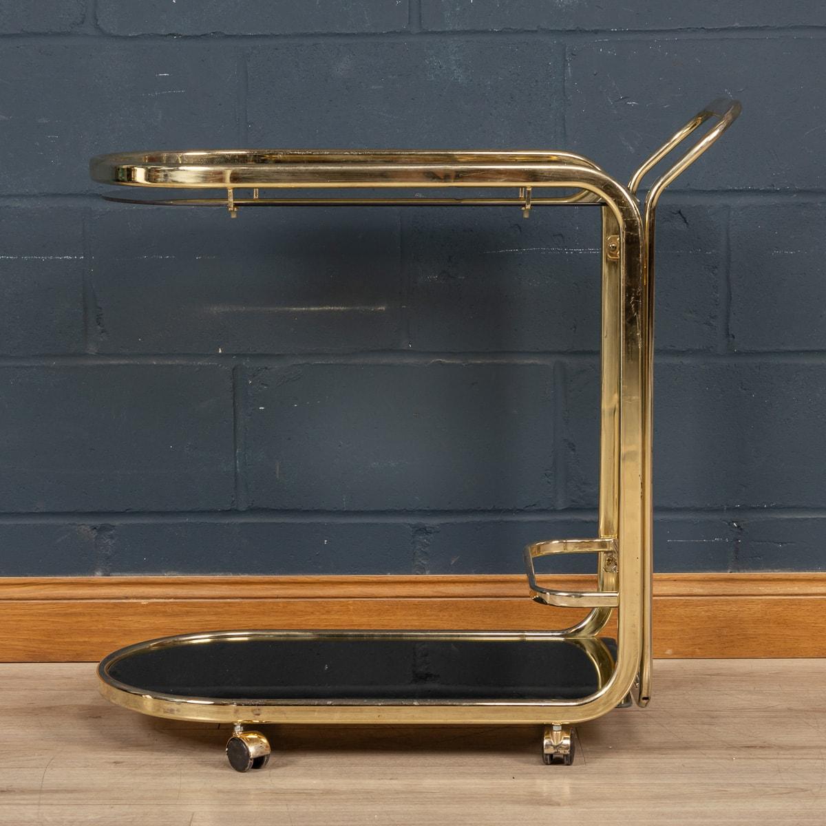 A French Brass & Glass Two-Tier Drinks Trolley, c.1970 In Good Condition For Sale In Royal Tunbridge Wells, Kent
