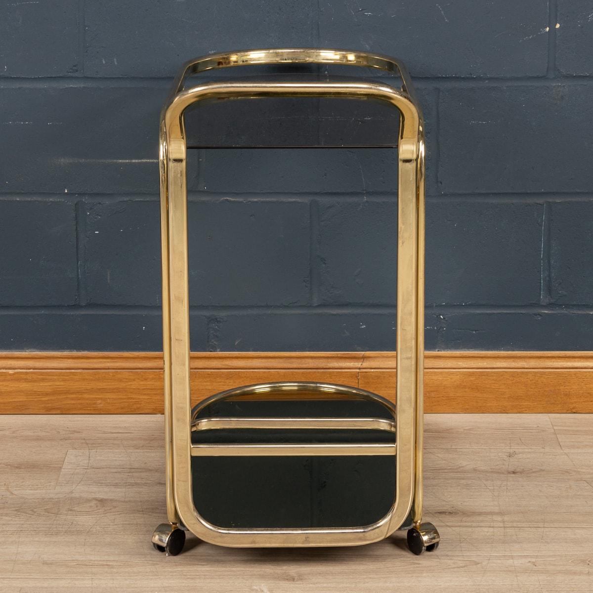 20th Century A French Brass & Glass Two-Tier Drinks Trolley, c.1970 For Sale
