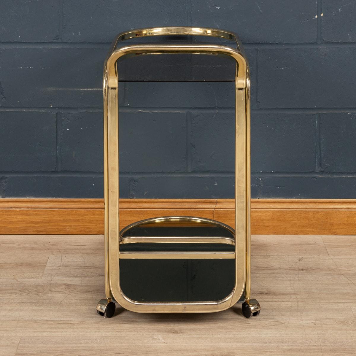 A French Brass & Glass Two-Tier Drinks Trolley, c.1970 For Sale 1