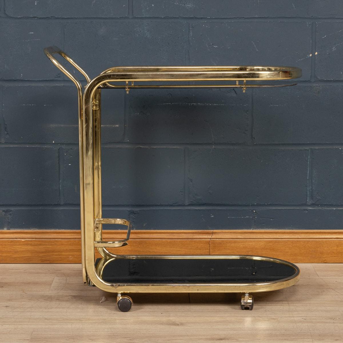 A French Brass & Glass Two-Tier Drinks Trolley, c.1970 For Sale 2