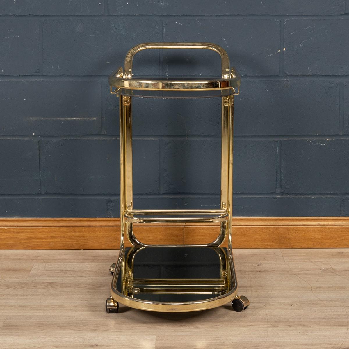 A French Brass & Glass Two-Tier Drinks Trolley, c.1970 For Sale 3