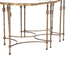 A French Brass Mirrored Tripartite Coffee Table, C. 1950.