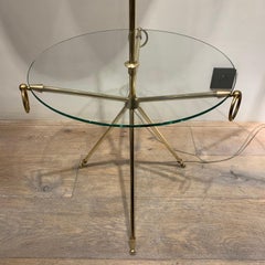 French Brass Tripod Lit Guéridon, 1940s