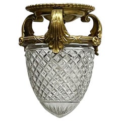 Antique French Bronze Ceiling Hall Lamp, circa 1900