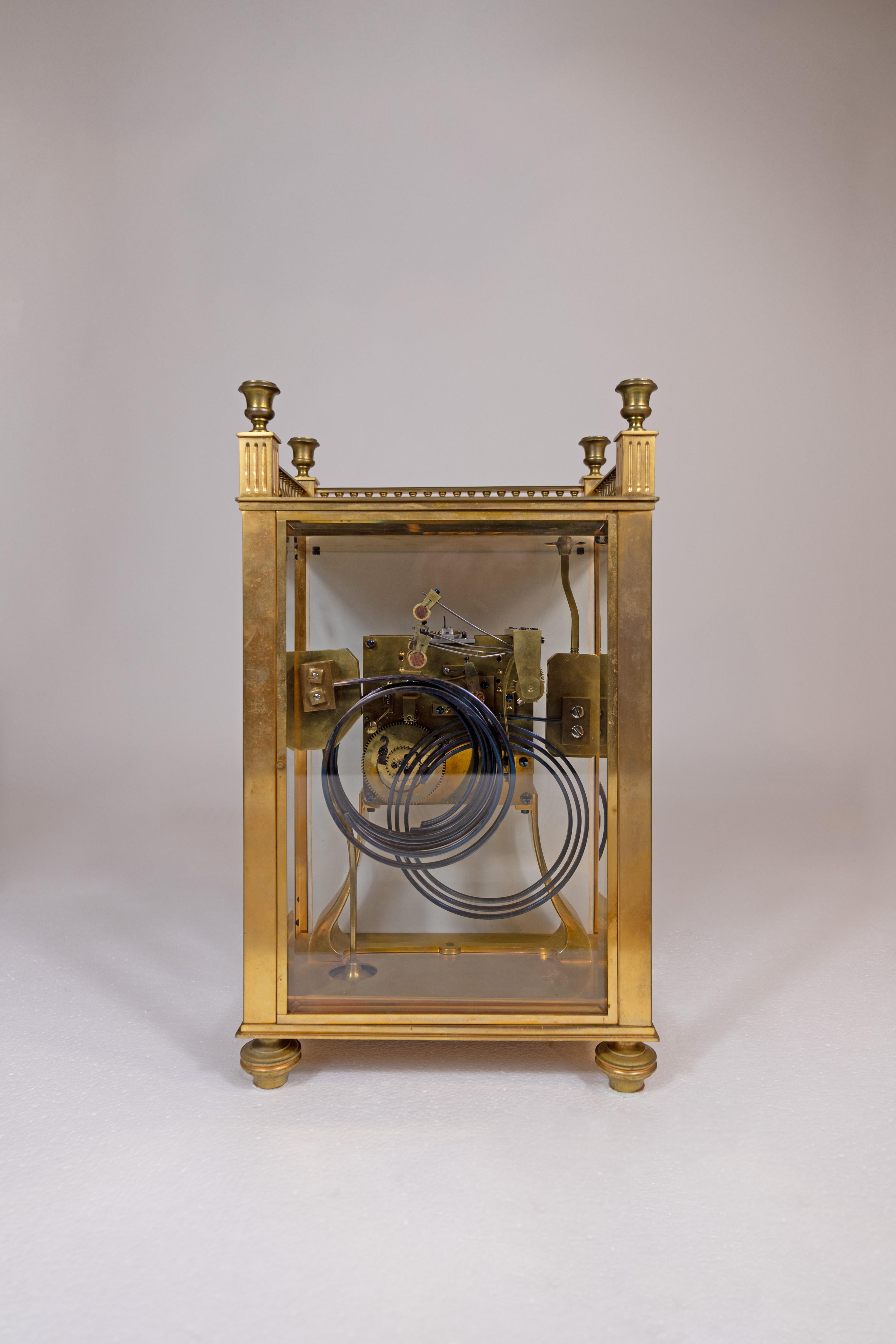A French Bronze Clock with Fine Painted Face with Views of Constantinople In Good Condition For Sale In New York, NY