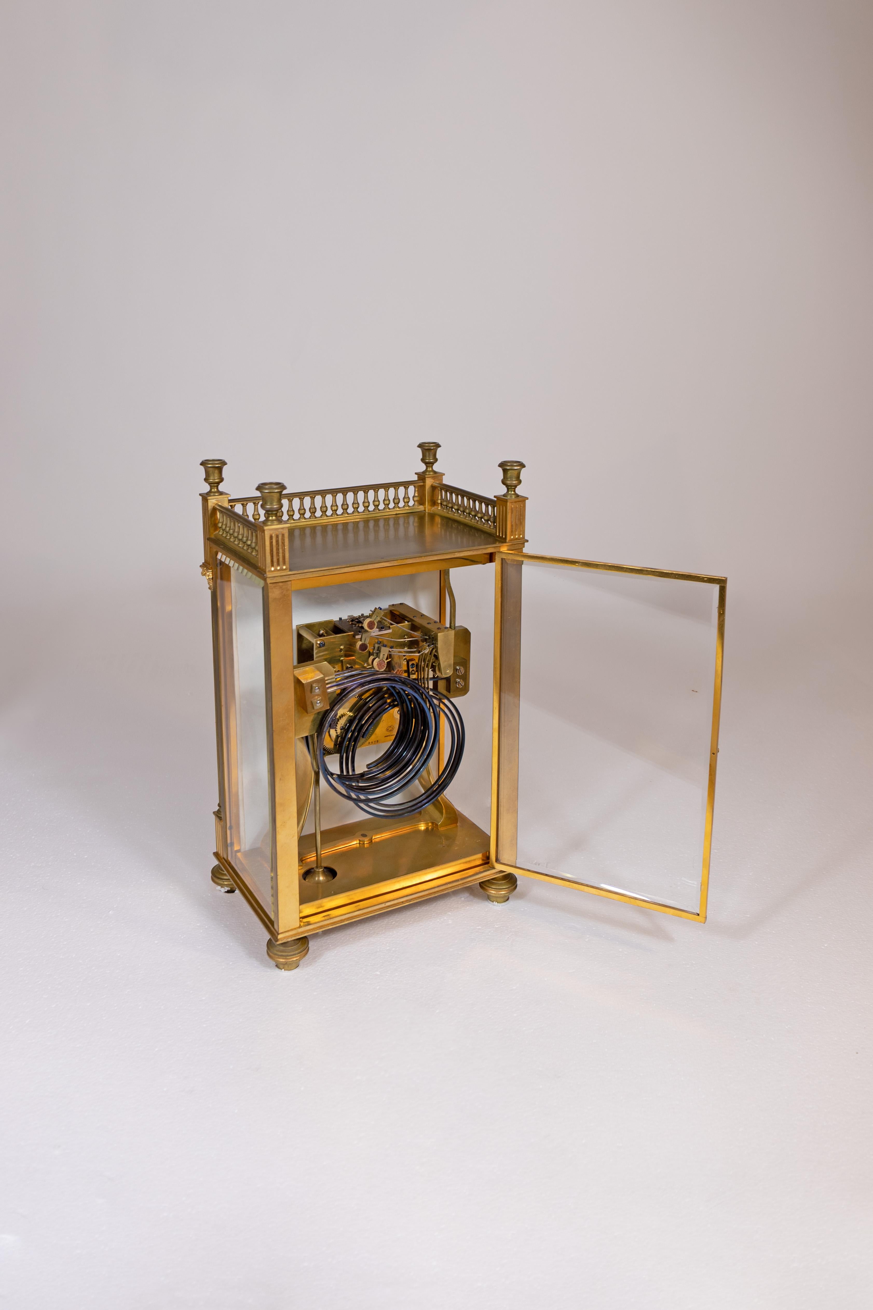 Late 19th Century A French Bronze Clock with Fine Painted Face with Views of Constantinople For Sale