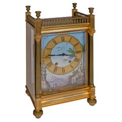 A French Bronze Clock with Fine Painted Face with Views of Constantinople