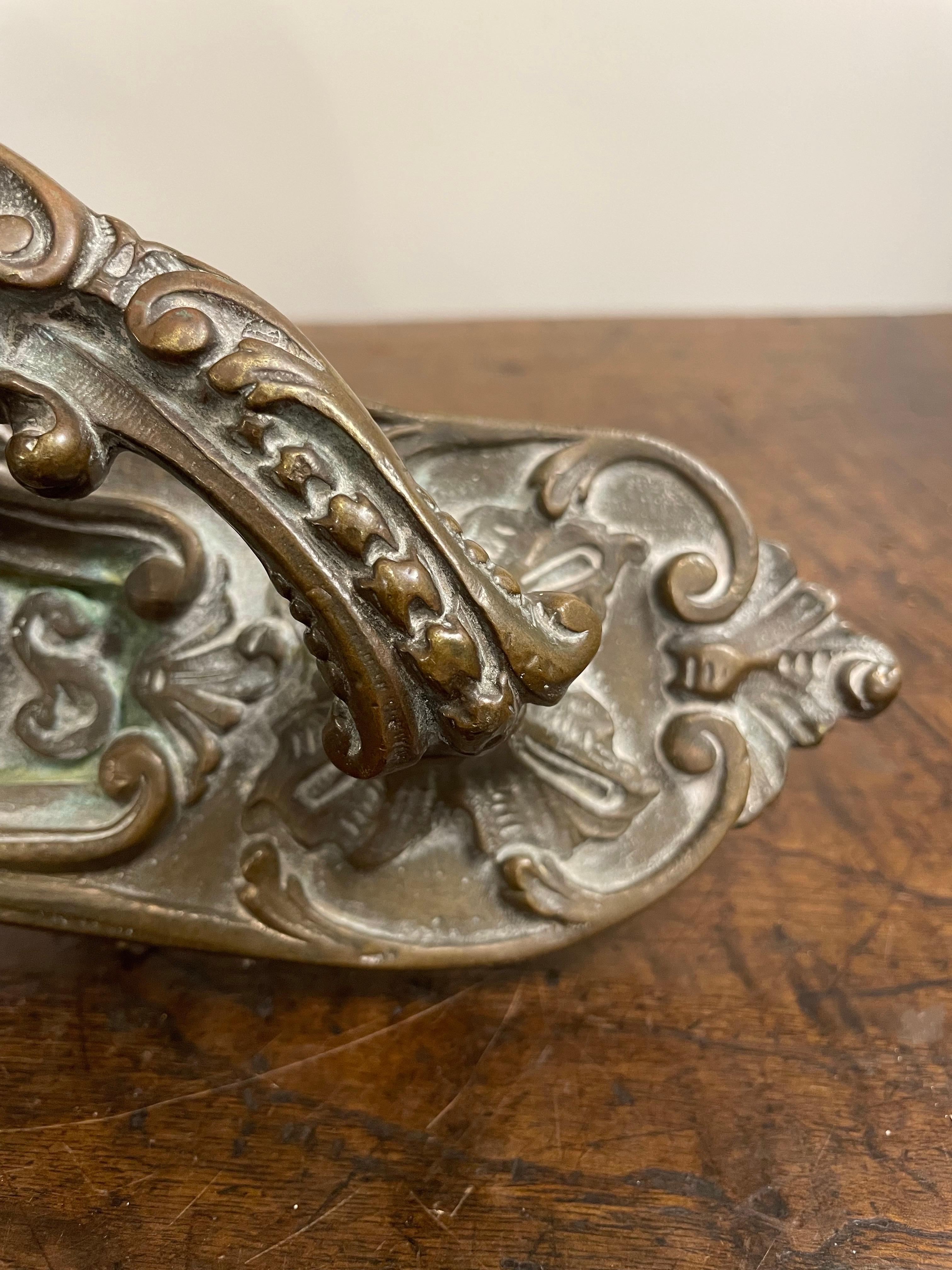 Cast A French Bronze Door Handle, 19th Century For Sale