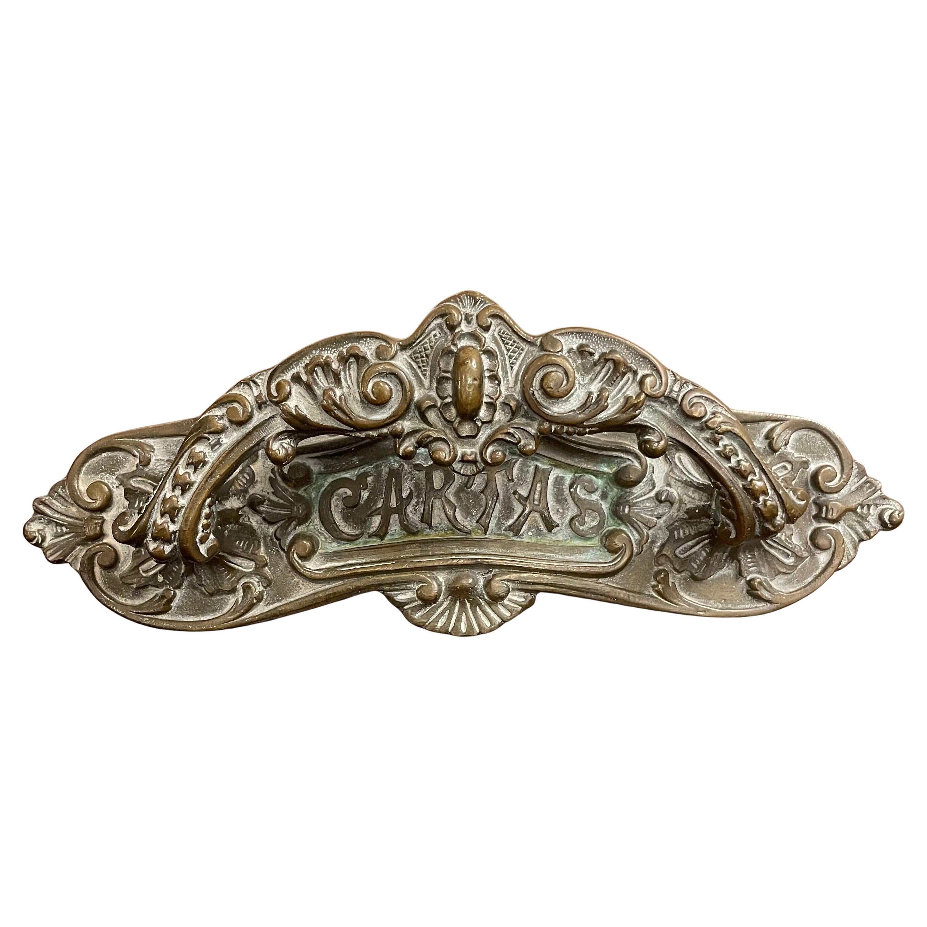Maniglia francese in bronzo per porta, XIX secolo