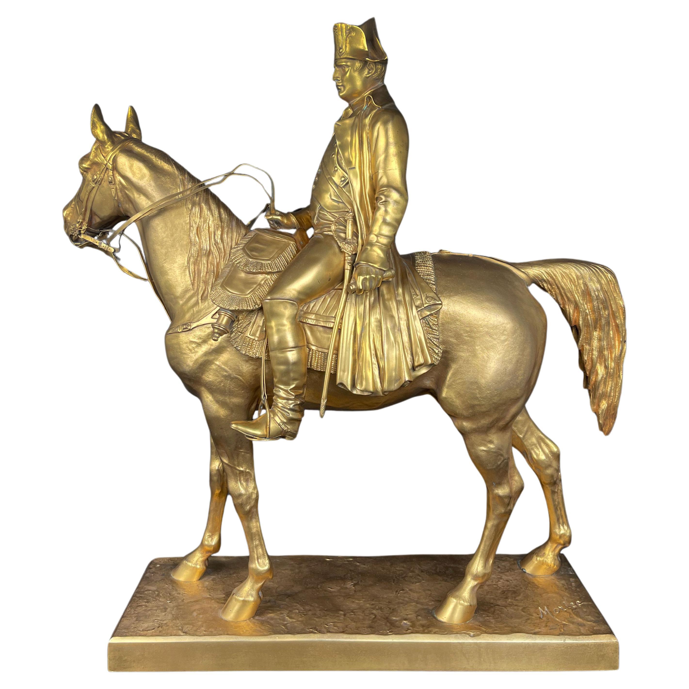 A French Bronze Equestrian Group Of Napoleon On Horseback, France, 19th Century For Sale