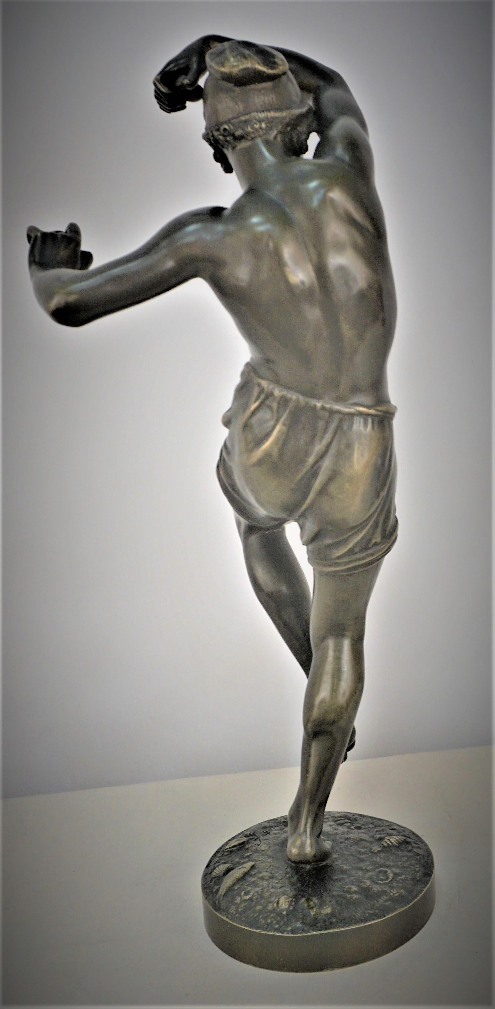 XIXe siècle Statuette française en bronze d'une danseuse napolitaine avec des manchons en vente