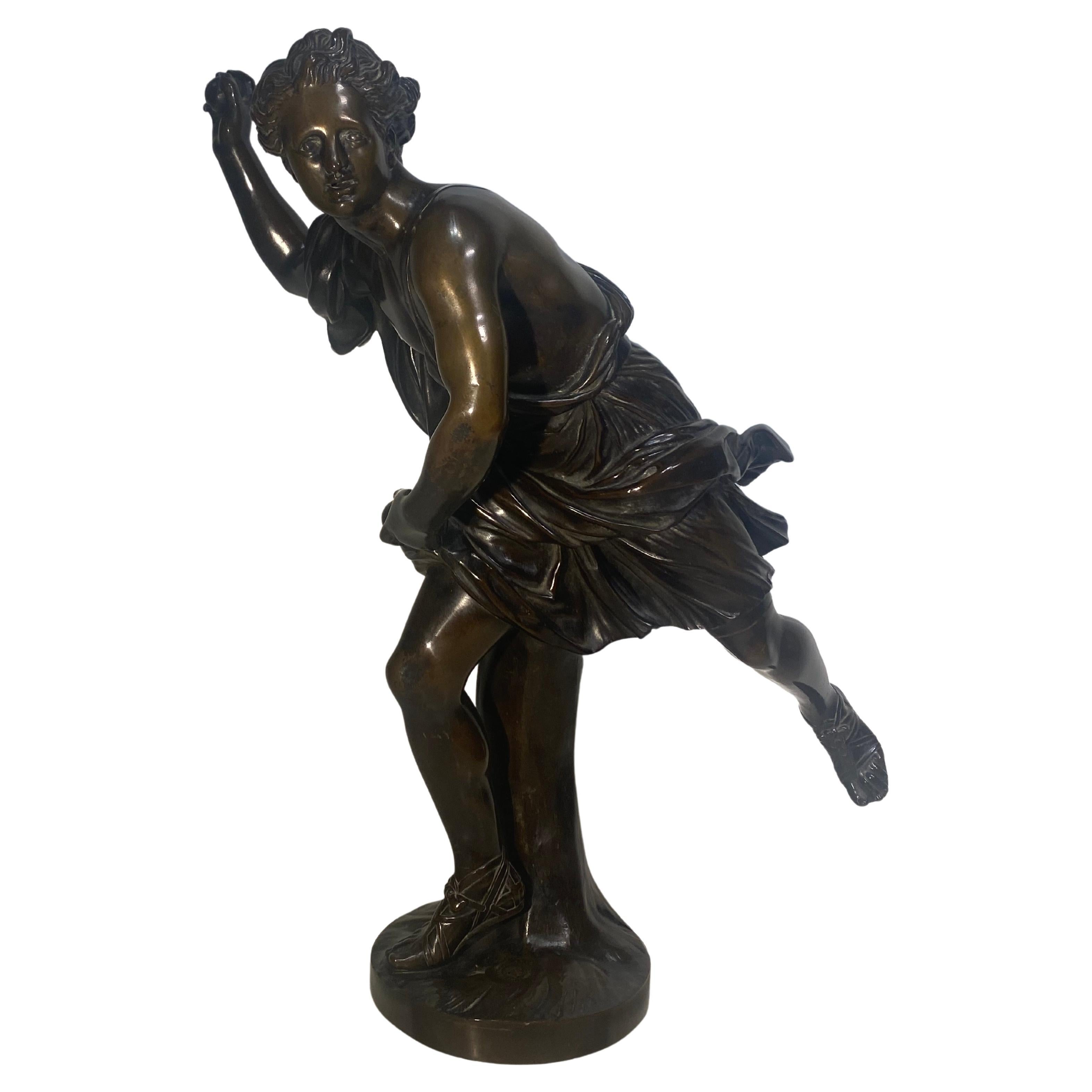 Figure française d'Hippomène en bronze, vers 1880
D'après Franz Jacob Sauvage
La base porte l'inscription F.BARBEDIENNE. FONDEUR. et 
estampillé REDUCTION MECANIQUE, 
Hauteur : 21 1/4'' Largeur : 18'' Profondeur : 10''