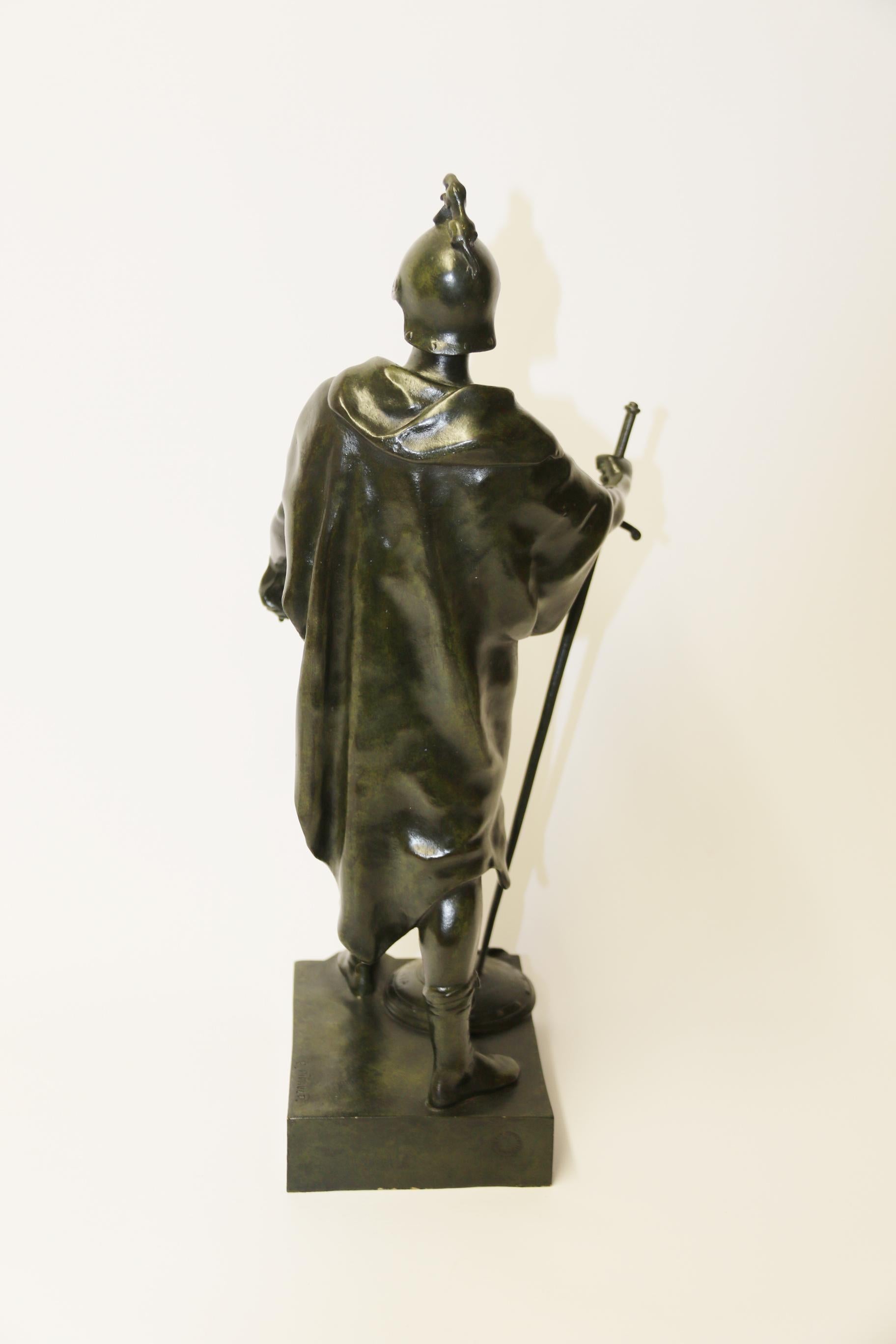 Cast French Bronze Figure Titled, Le Devoir by Emile Louis Picault, circa 1880 For Sale