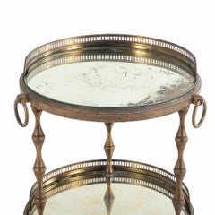 A French bronze & glass petite drinks table, in  manner of Andre Arbus, C. 1950.