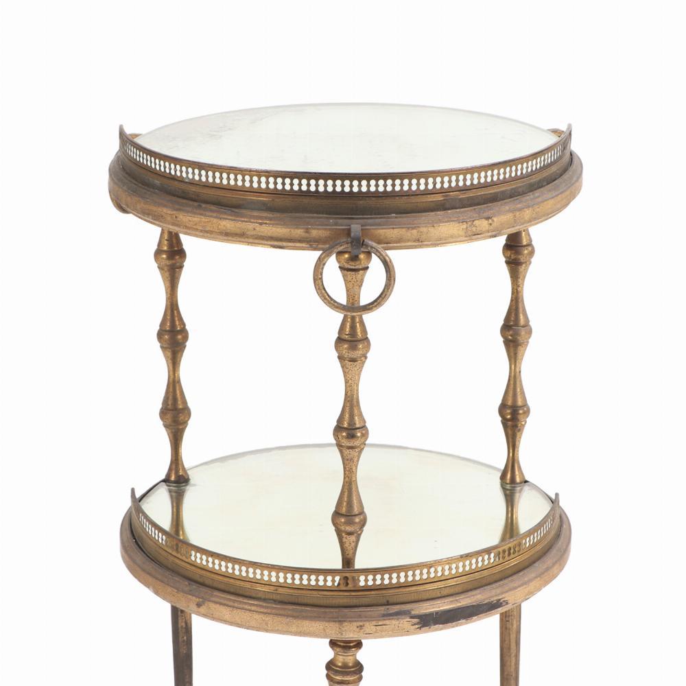 A French bronze & glass petite drinks table, in  manner of Andre Arbus, C. 1950. In Good Condition For Sale In Philadelphia, PA