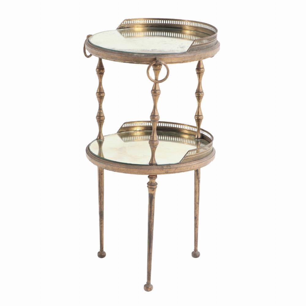 20th Century A French bronze & glass petite drinks table, in  manner of Andre Arbus, C. 1950. For Sale