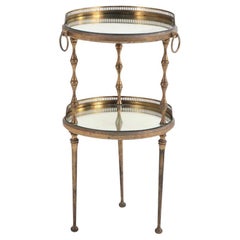 A French bronze & glass petite drinks table, in  manner of Andre Arbus, C. 1950.