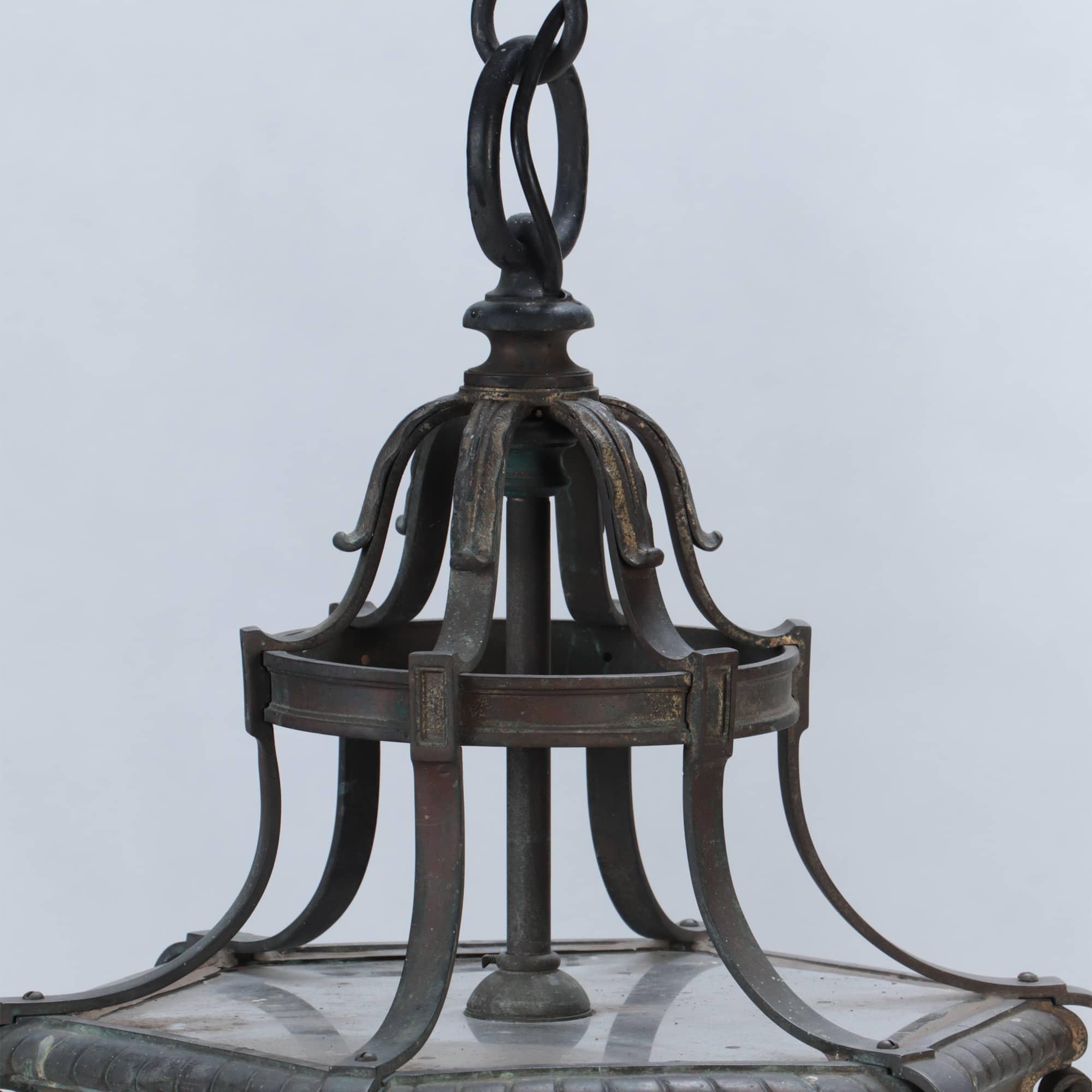 A French Bronze hanging lantern, circa 1910.