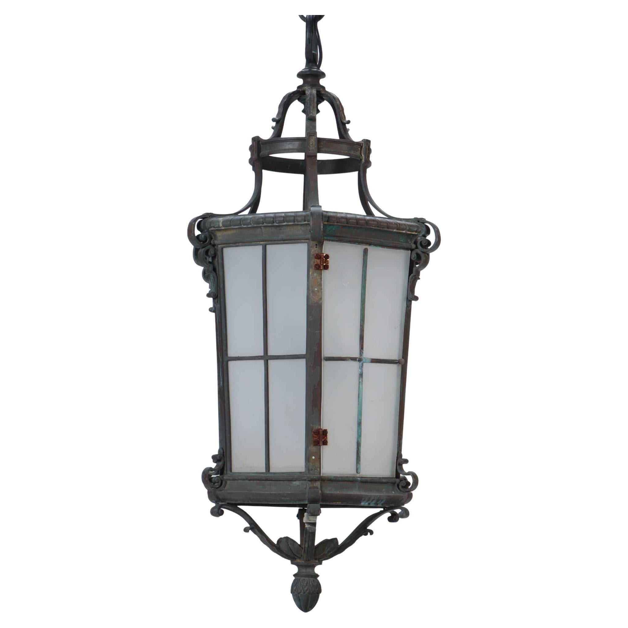 French Bronze Hanging Lantern, circa 1910