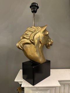 A French Bronze Horse Head Table Lamp