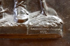 Französische Bronzereliefplakette:: gegossen von Ferdinand Barbedienne für Hiolin