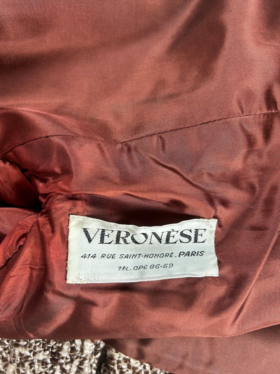 A French Brown Chiné Wool Skirt Suit by Veronese - Paris Circa 1975 For Sale 6