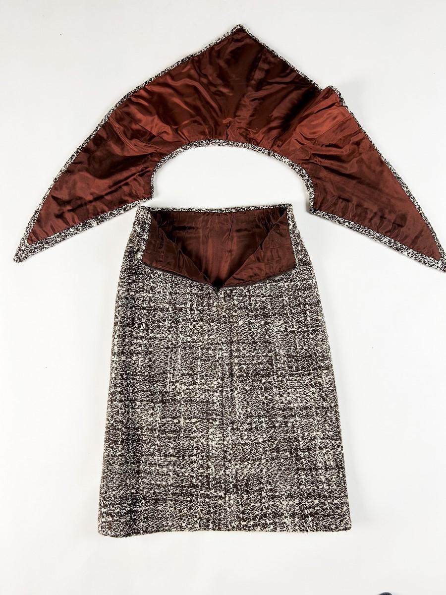 Costume jupe en laine chinée Brown par Veronese - Paris Circa 1975 en vente 7