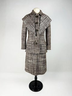 A French Brown Chiné Wool Skirt Suit by Veronese - Paris Circa 1975