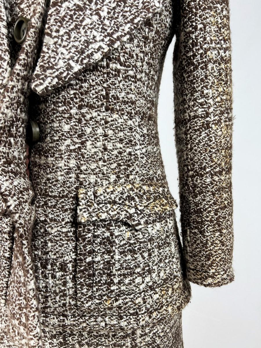Costume jupe en laine chinée Brown par Veronese - Paris Circa 1975 Bon état - En vente à Toulon, FR