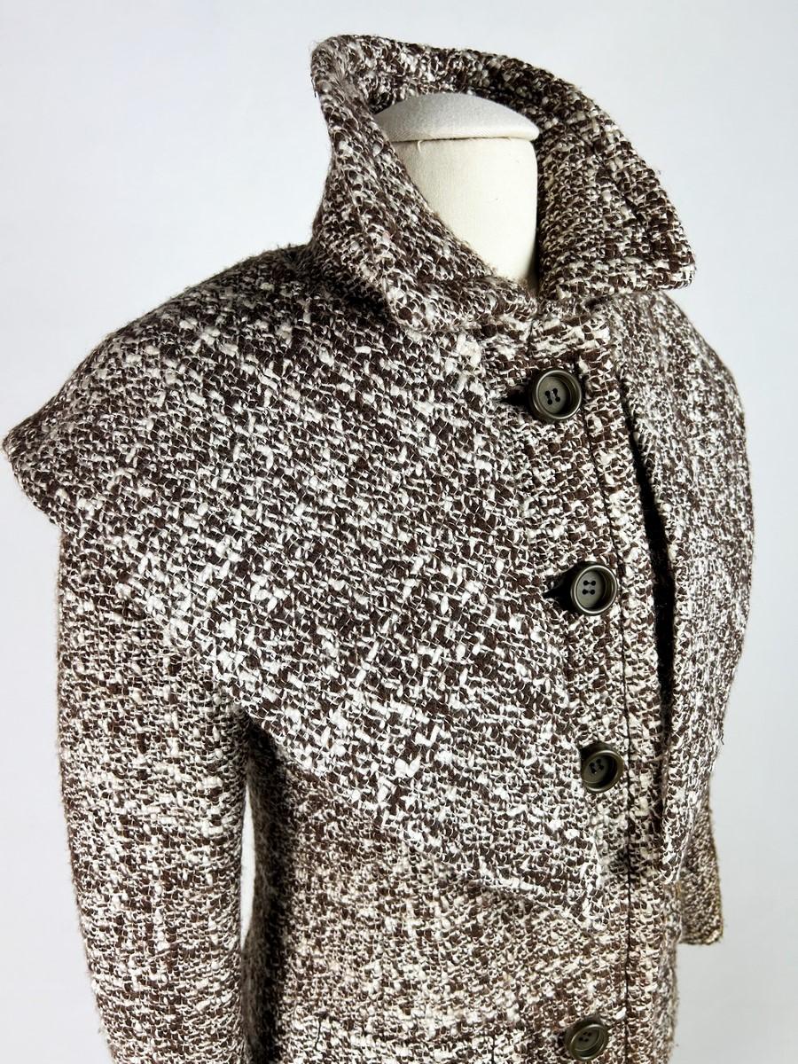 Costume jupe en laine chinée Brown par Veronese - Paris Circa 1975 en vente 1