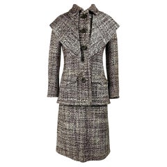 A French Brown Chiné Wool Skirt Suit by Veronese - Paris Circa 1975