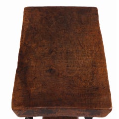 Console / table d'appoint en orme et fer de style brutaliste français, C.C. 1950.