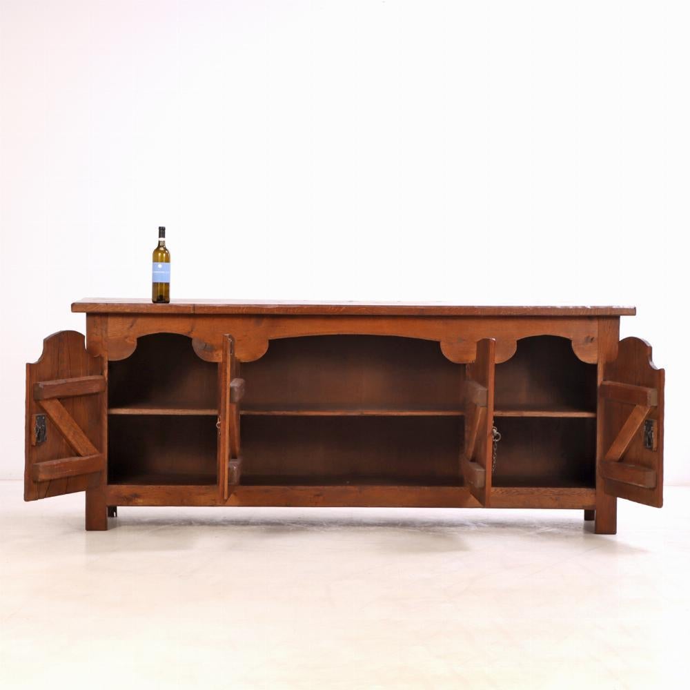Iron A French Brutalist Style Oak Sideboard, C. 1950. For Sale