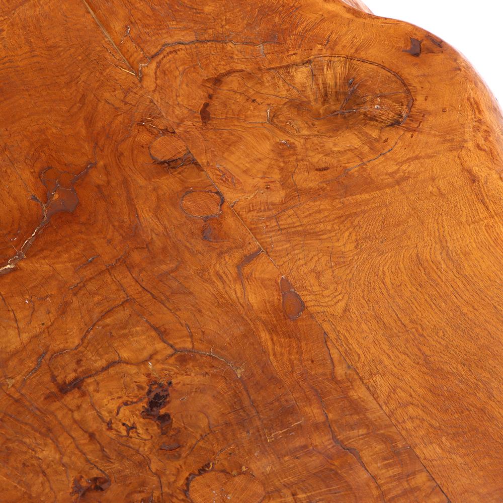 Organic Modern A French burled elm free edge dining table, C. 1970. For Sale