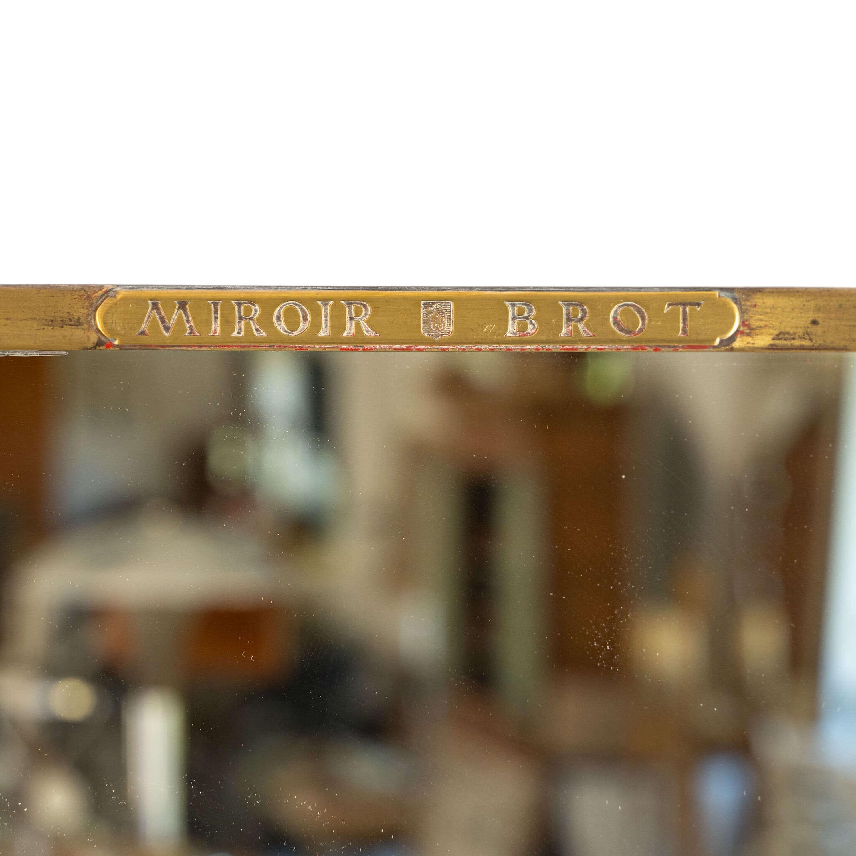 Espejo francés de latón Brot c 1920 Hecho a mano en venta